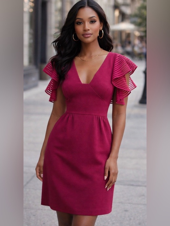 Trina Turk Dresses & Skirts - Trina Turk Loganberry Glowing Flutter Sleeve Dress